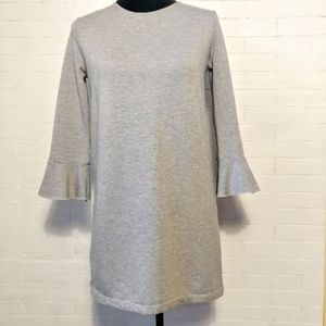 Zara Heather Gray Sweatshirt Dress Bell Sleeves